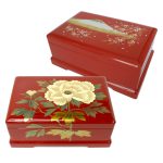 会津塗り　オルゴール付き二段式宝石箱 美品【会津塗】 宝石箱 2段 ジュエリーケース オルゴール付